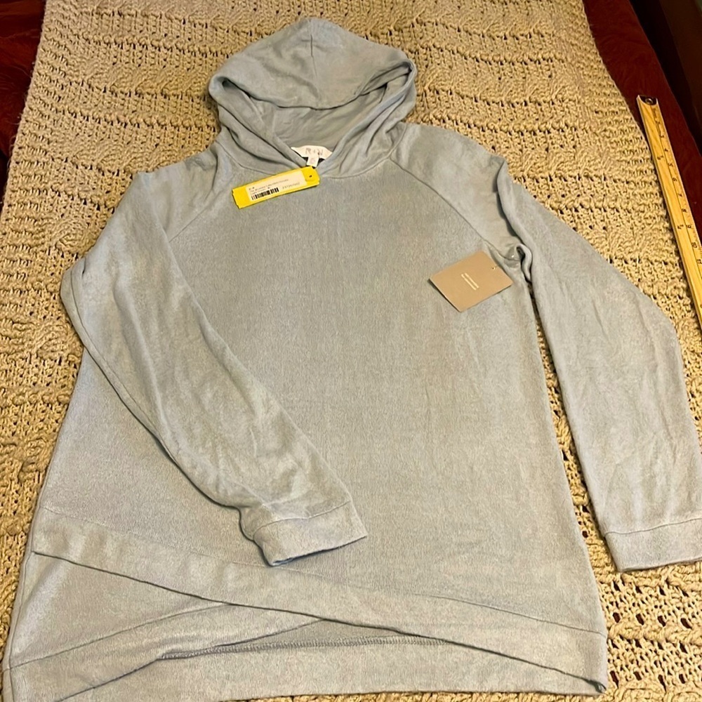 R+R The Brushed Tulip Hem Hoodie Sweater 
Blue Green‎ Women’s Sz XL  SOFT NWT